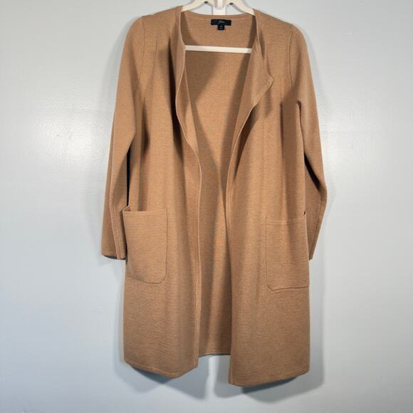 J.Crew Camel Merino Blend Sweater Coat Cardigan Quiet Luxury Cozy Neutral XS - Picture 1 of 8